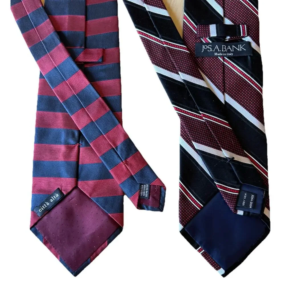 2 VTG striped Ties Jos A Bank ITALY Ivy League Academia Classic business Preppy
